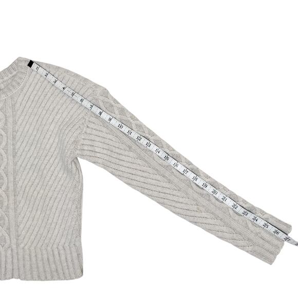 AQUA Cashmere Cable Knit Sweater XS Heathered Grey White - Picture 5 of 8